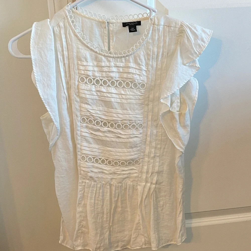 White Ruffle Sleeve Top - Picture 1 of 3